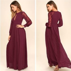 COPY - Field of Dreams Burgundy Lace Maxi Dress